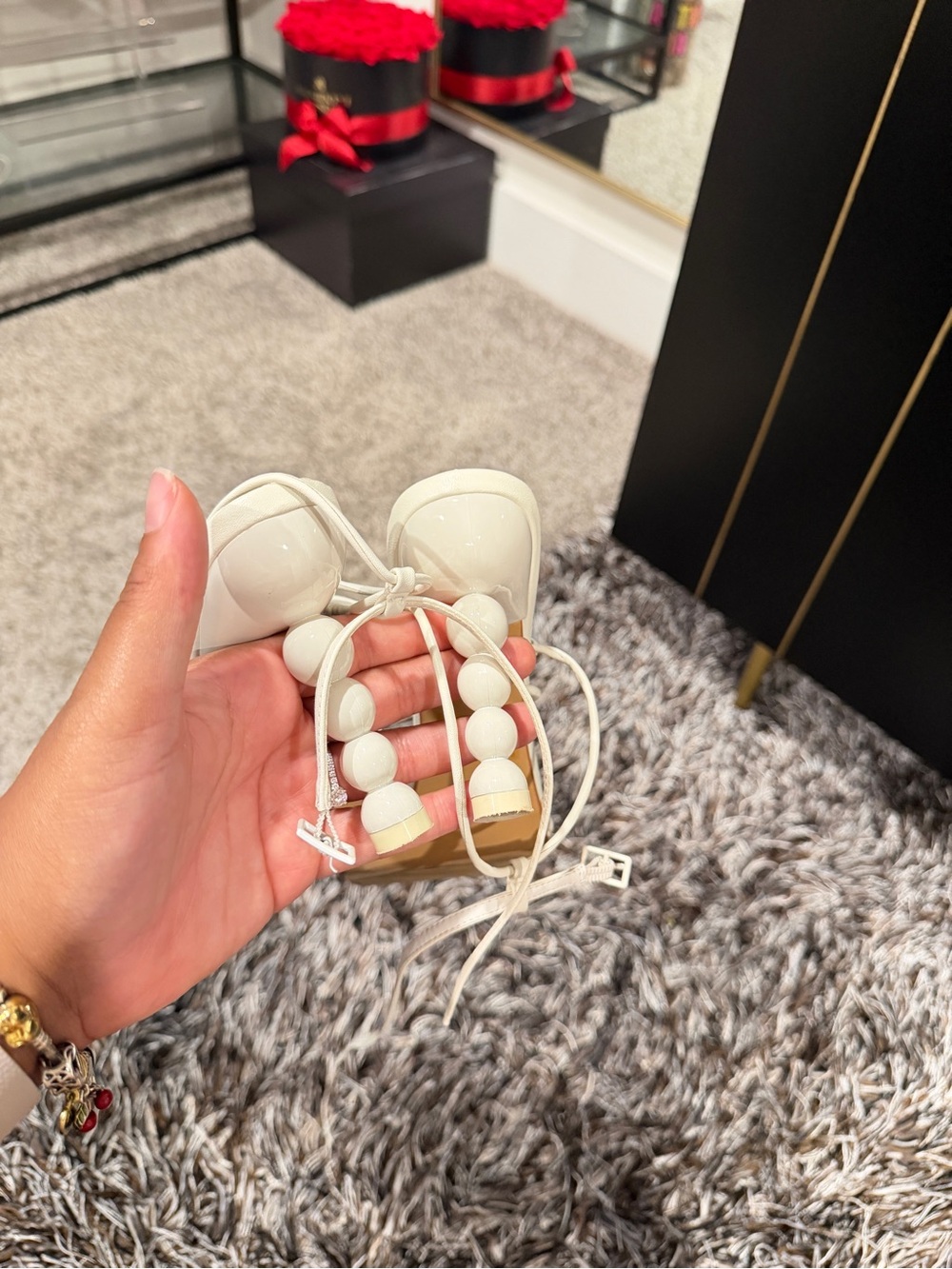 EGO White Beaded Heel Sandals